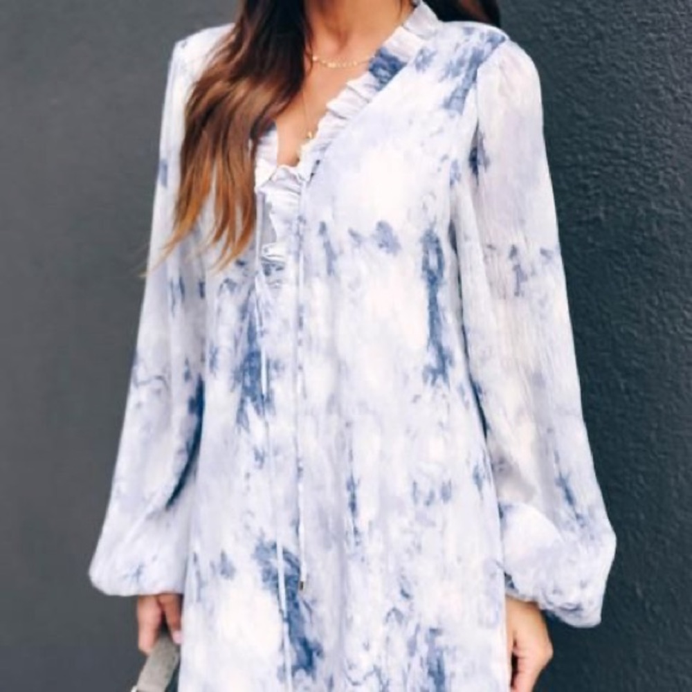 Blue Tie Dye Chiffon Dress